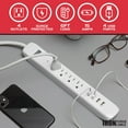 thumbnail image 3 of Iron Forge Cable 2 Pack of Surge Protector Power Strips with 4 USB Ports, 4 Electrical Outlets & 6 Ft White Extension Cord, 15A/1875W, ETL Listed, 3 of 4