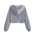 thumbnail image 4 of CUSTG Women Zip Up Hoodie Cropped Double Zipper Sweatshirt Casual Streetwear Solid Color Long Sleeve Fashionable Tops Daily Wear, 4 of 4