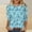 #0051-Light Blue, variant on Womens Tops Crew Neck Soft Blouses Boho Print with Floral 3/4 Sleeves Slim Fit Stretchy Casual Party Tops Gift