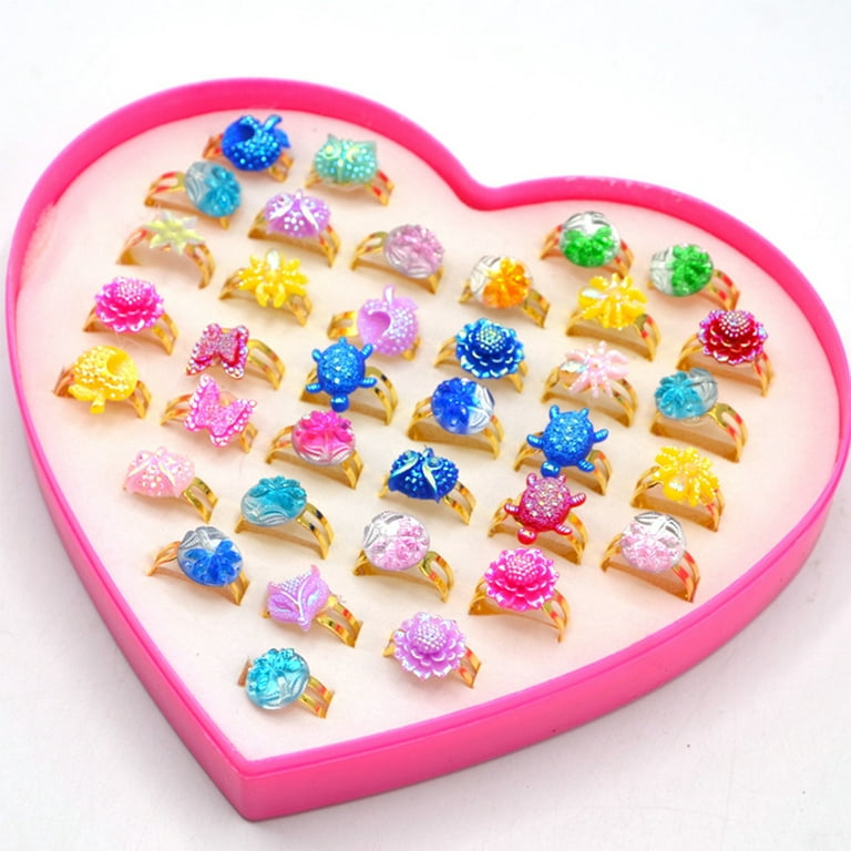 ArtCreativity Giant Faux Diamond Rings, Set of 12, Adorable Jewelry for Little Girls and Boys, Plastic Jewel Princess Rings in Fun Assorted Colors