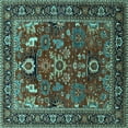 thumbnail image 1 of Ahgly Company Machine Washable Indoor Square Oriental Turquoise Blue Industrial Area Rugs, 6' Square, 1 of 4