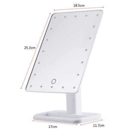 22 LED Makeup Mirror, Touch Screen Lighted Makeup Mirror, Rectangle Desktop Cosmetic Mirror with Removable 10x Magnifying Mirror