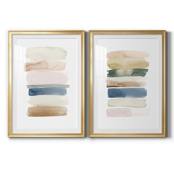 Wexford Home Faint Swatches I Premium Framed Print, 30.5" x 42.5" - Ready to Hang, Gold (Set of 2)