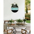 thumbnail image 3 of Eveokoki Beach Front Door Sign Funny Wreaths Hanging Wooden Plaque Decoration Round Rustic Wood Farmhouse Porch Decor for Home Front Door Decor, 11 x 11 Inch, 3 of 5