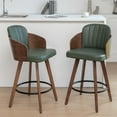 thumbnail image 4 of FOWEOAIU Bar Stools Leather Upholstered Swivel 26" Counter Stool for Bar Kitchen Island Bistro , Green (Set Of 2), 4 of 12