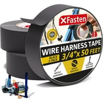 XFasten Wire Harness Tape Automotive Electrical 3/4 x 50 Feet Black Cloth High Temperature 3-Pack