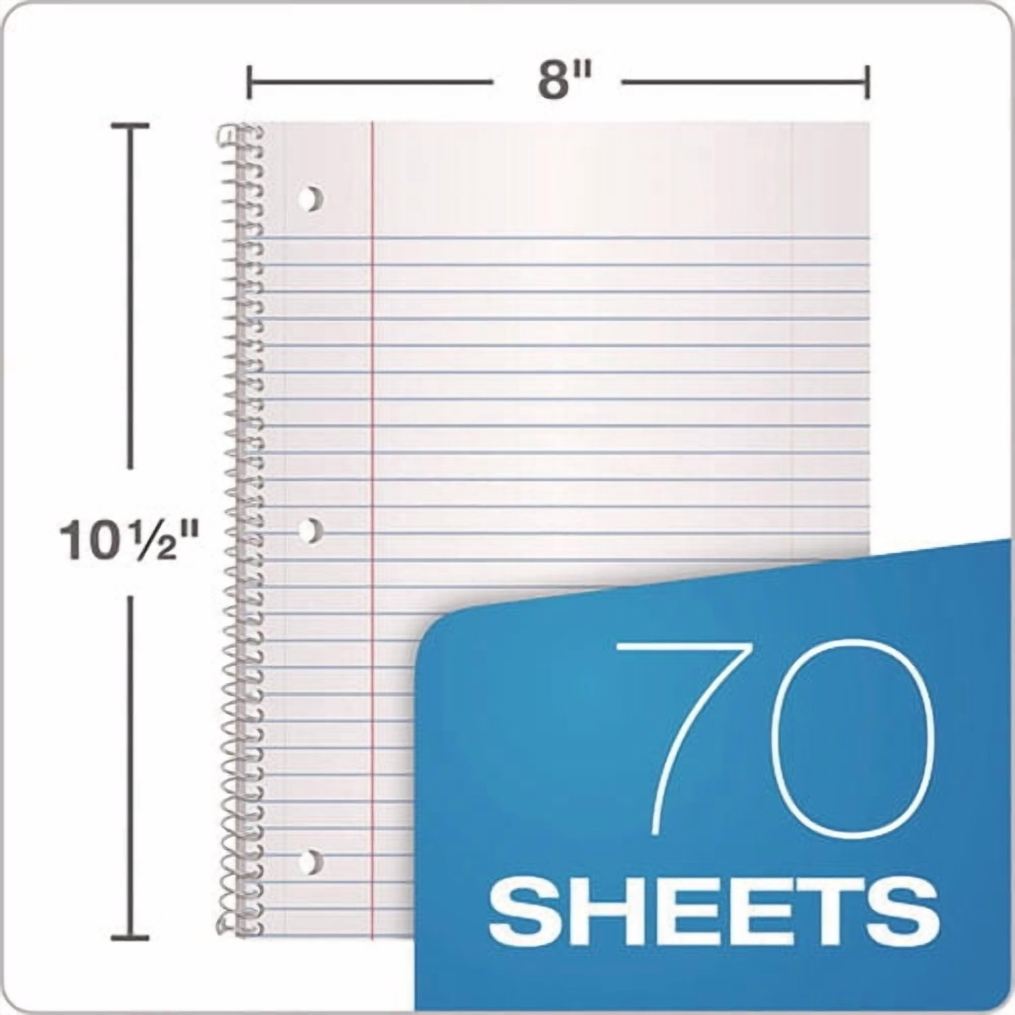 Coil-Lock Wirebound Notebook, 3-Hole Punched, Wide/Legal Rule, Randomly Assorted Cover Color, (70) 1 | Bundle of 10