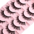 thumbnail image 4 of Cat Eye Lashes Natural Eyelashes Short Wispy Lash Strips Volume Eyelash Cateye Medium Length False Lashes Natural Looking Hybrid Clusters Full Strip Lashes (A1 | 8-14MM), 4 of 15