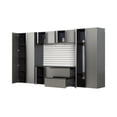 thumbnail image 3 of 7-Piece Storage Cabinet Set, Modern Style Kitchen Furniture Set with Stand Cupboard and Console Table, Wall-Mounted or Free-standing Cabinet Set for Living Room, Kitchen, Dark Gray, 3 of 7