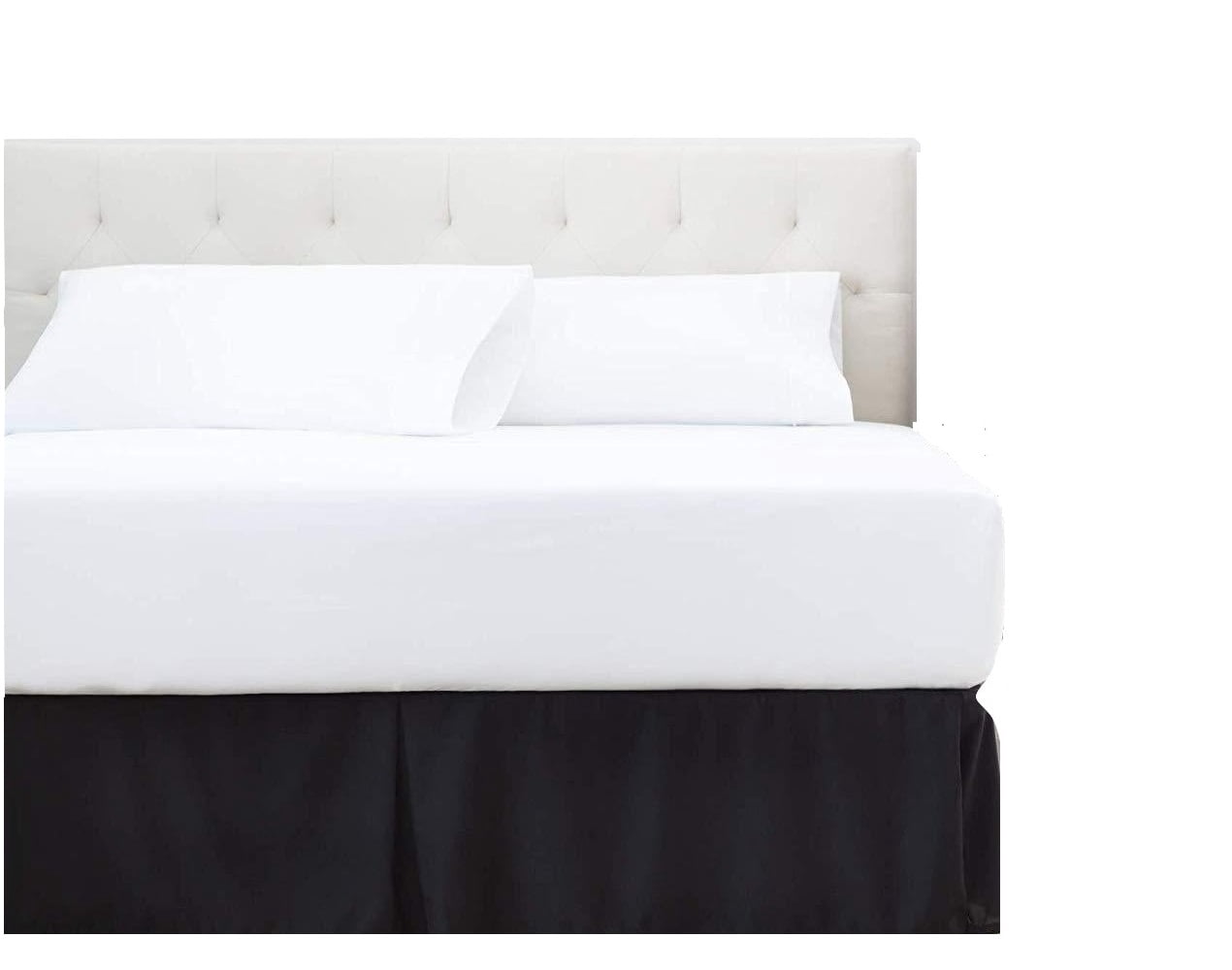 The Great American Store Full Bed Skirt Black Solid 15 Inch Tailored Drop Pleated Bed Skirt, Easy Fit Dust Ruffle, Soft Brushed Microfiber Ruffle Bed Skirt, Luxury Bedskirt