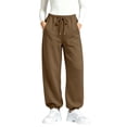 thumbnail image 3 of Jogger Sweatpants for Women Barrel Drawstring Loose Fit Track Pants Casual Elastic Waist Pants with Pockets Trendy Fall Outfits Lounge, 3 of 7