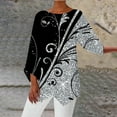 thumbnail image 2 of Pompotops T-shirt Imprimé pour Femmes, Manches 3/4 Mi-Longues, Col Rond, Décontracté, Liquidation, 2 of 5