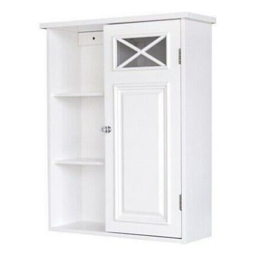 DazzAura White Wooden Medicine Cabinet Storage Organizer Side Shelves Wall Mount Bathroom