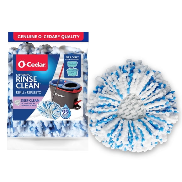 O-Cedar RinseClean - Cabezal de Repuesto para fregona de Limpieza Profunda, Lavable a máquina, Reutilizable, Repuesto de Microfibra, 40% más de Potencia de Limpieza