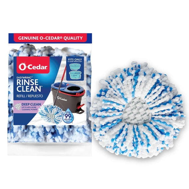 O-Cedar RinseClean - Cabezal de Repuesto para fregona de Limpieza Profunda, Lavable a máquina, Reutilizable, Repuesto de Microfibra, 40% más de Potencia de Limpieza