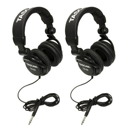 TASCAM TH-02B Foldable Recording Mixing Home Studio Headphones - Black (2 (Best Reference Headphones For Mixing)