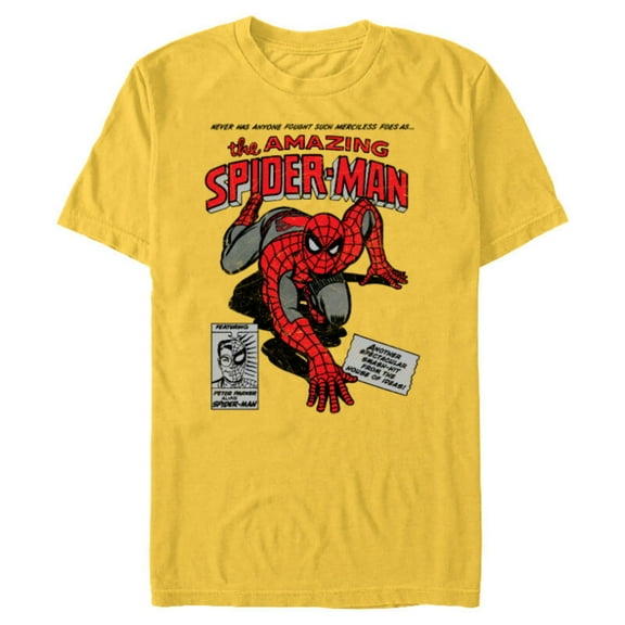 Marvel Spider-Man Retro Comic - Short Sleeve Blended T-Shirt for Adults -Customized-Yellow