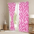 thumbnail image 3 of Homewish Cute Pink Plaid Blackout Curtains Set of 2 (52x84 Each) for Kids, Vintage Game Abstract Window Curtains, Kawaii Square Rectangle Curtains and Drapes, Blackout Curtains Home Decor, 3 of 6