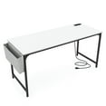thumbnail image 2 of GVN 60 Inch Computer Desk with Charging Station Storage Bag-White, Desk for Bedroom, Gaming Computer Desks for Study,Working,Writing, 2 of 7