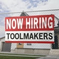 thumbnail image 2 of Now Hiring Toolmakers 13 oz Heavy Duty Vinyl Banner Tool Maker Jobs Available Help Wanted Sign for Business Advertising Indoor/Outdoor Single-Sided with Metal Grommets (2x5 ft, Wh & Re & Bk), 2 of 6