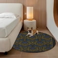 thumbnail image 2 of Vintage Navy Blue Roses Round Area Rug 6Ft Washable Circle Rugs for Bathroom Office, Abstract Art Floral Green Leaves Non-Slip Carpet Floor Mats Indoor Outdoor Carpet Runner Aesthetic Home Decor, 2 of 8