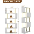 thumbnail image 3 of 5 Tier Geometric Bookcase,S Shaped Bookshelf, Wood Decorative Storage Shelving, Modern Freestanding Display Shelves, Tall Book Shelf Unit for Living Room Bedroom, Gold, 3 of 14