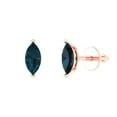 thumbnail image 2 of 1.0 Ct Marquise Cut Studs Natural London Blue Topaz 14K Rose Solid Solid Gold Everyday Dainty Earrings Screw Back, 2 of 7