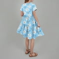 thumbnail image 5 of Spazoro Toddler Girls A-Line Dress, Short Sleeve Casual Round Neck Floral Print Princess Dresses for Child Girls Light Blue Size 13-14T, 5 of 5
