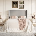 thumbnail image 3 of Amolife Full Size Platform Bed Frame with Velvet Upholstered Wingback Headboard, Light Gray, 3 of 13