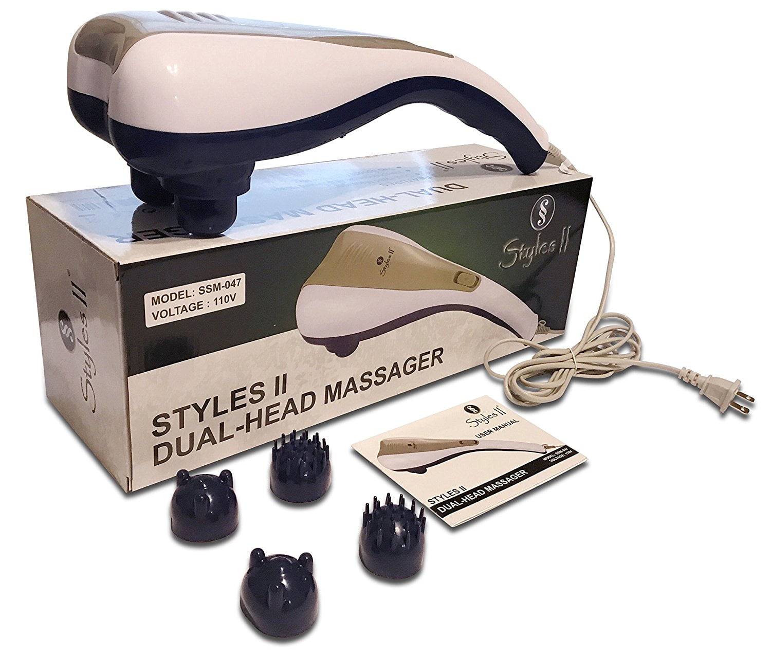Styles Ii Dual Node Deep Tissue Percussion Handheld Body Massager With 2 Set Attachments
