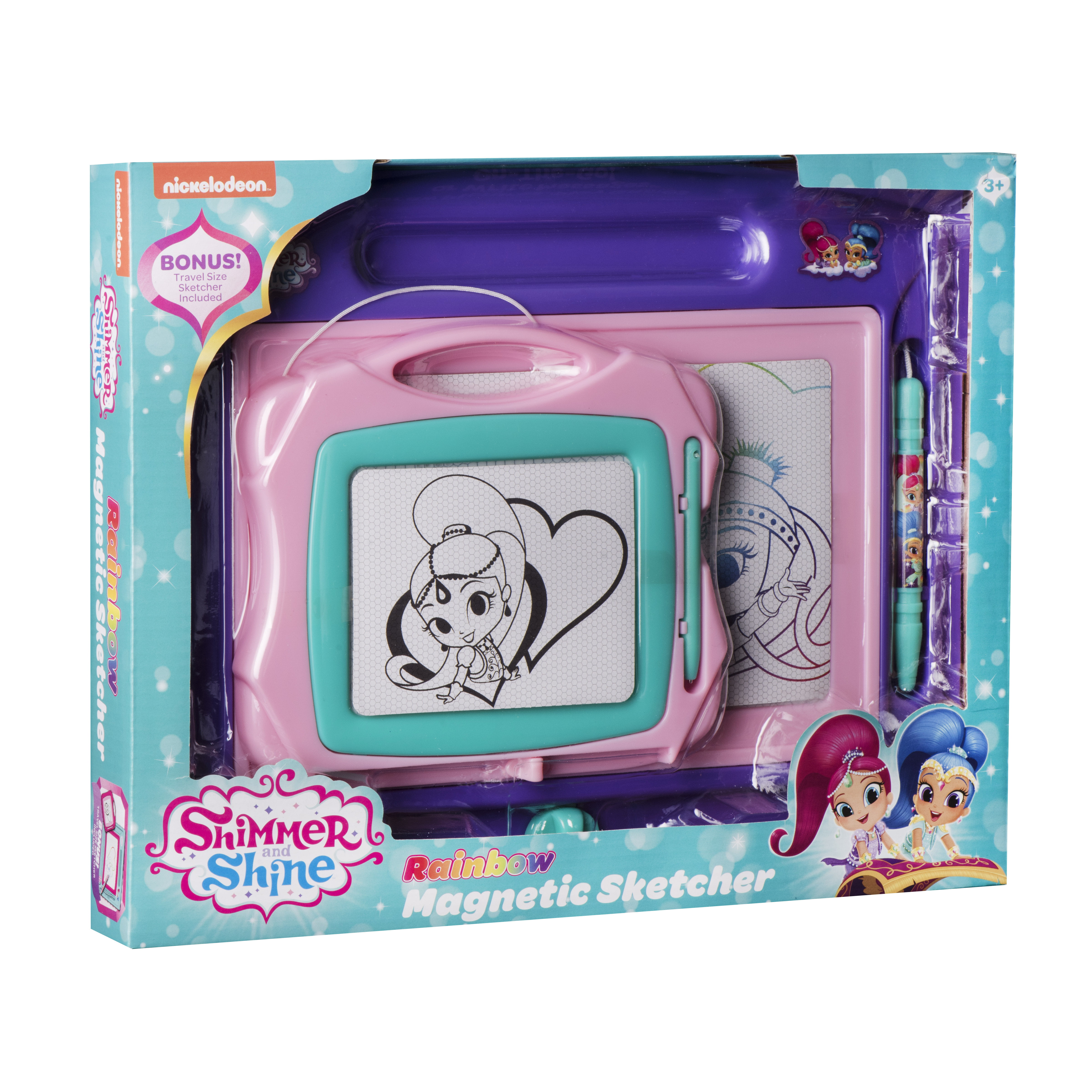 Shimmer and Shine Magnetic Drawing Board Boys & Girls Draw and Erase for Kids Large Erasable Magna Doodle Sketching Pad with Travel Size Sketcher to Color Toddlers 