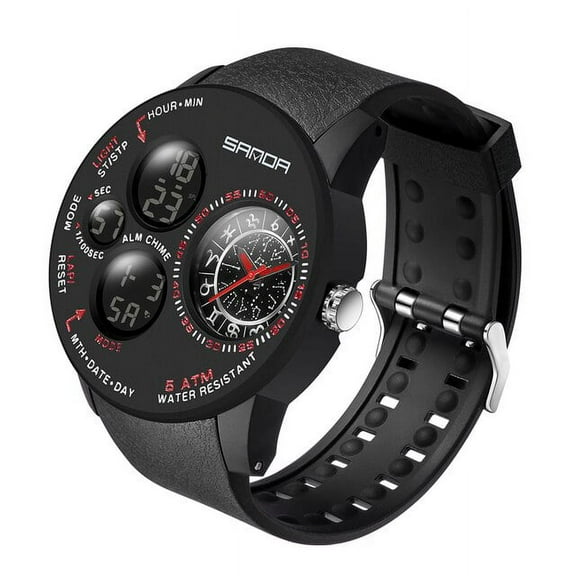 SANDA 2022 Fashion Outdoor Mens Watches Top Brand Military Sports Quartz Watch Dual Display Wristwatch Waterproof Clock 6036