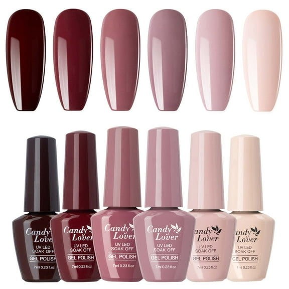 Candy Lover Gel Nail Polish Set, 6 Nudes Milky Colors Gel Polish, Soak Off UV LED Nail Polish Home Salon Nail Art Manicure Gift Set for Girls Women