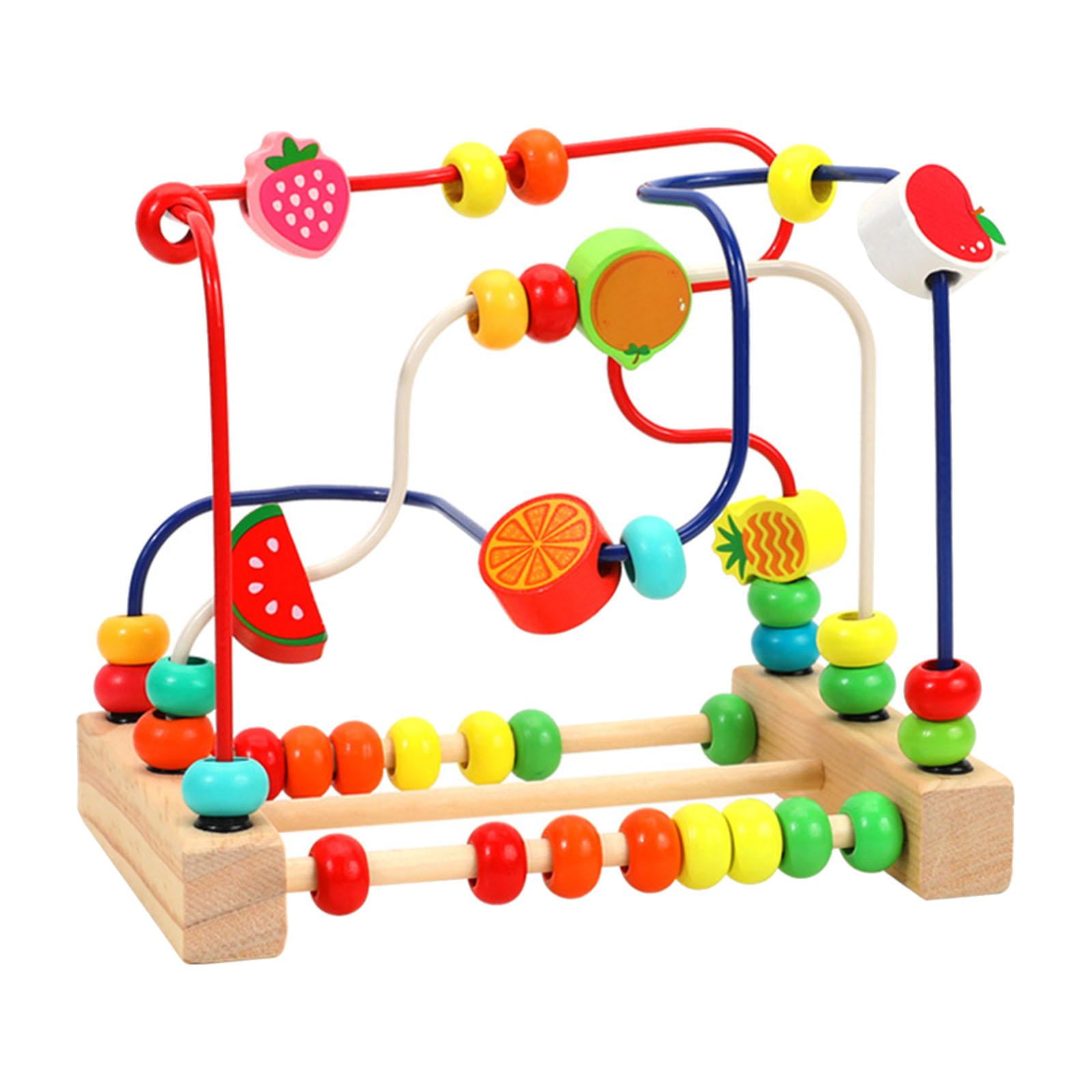Bead Maze Toy for Toddlers Wooden Colorful Roller Coaster Educational Circle Toys for Kids Sliding Beads On Twists Wire Training Child Attention Count and Grasping Ability Walmart
