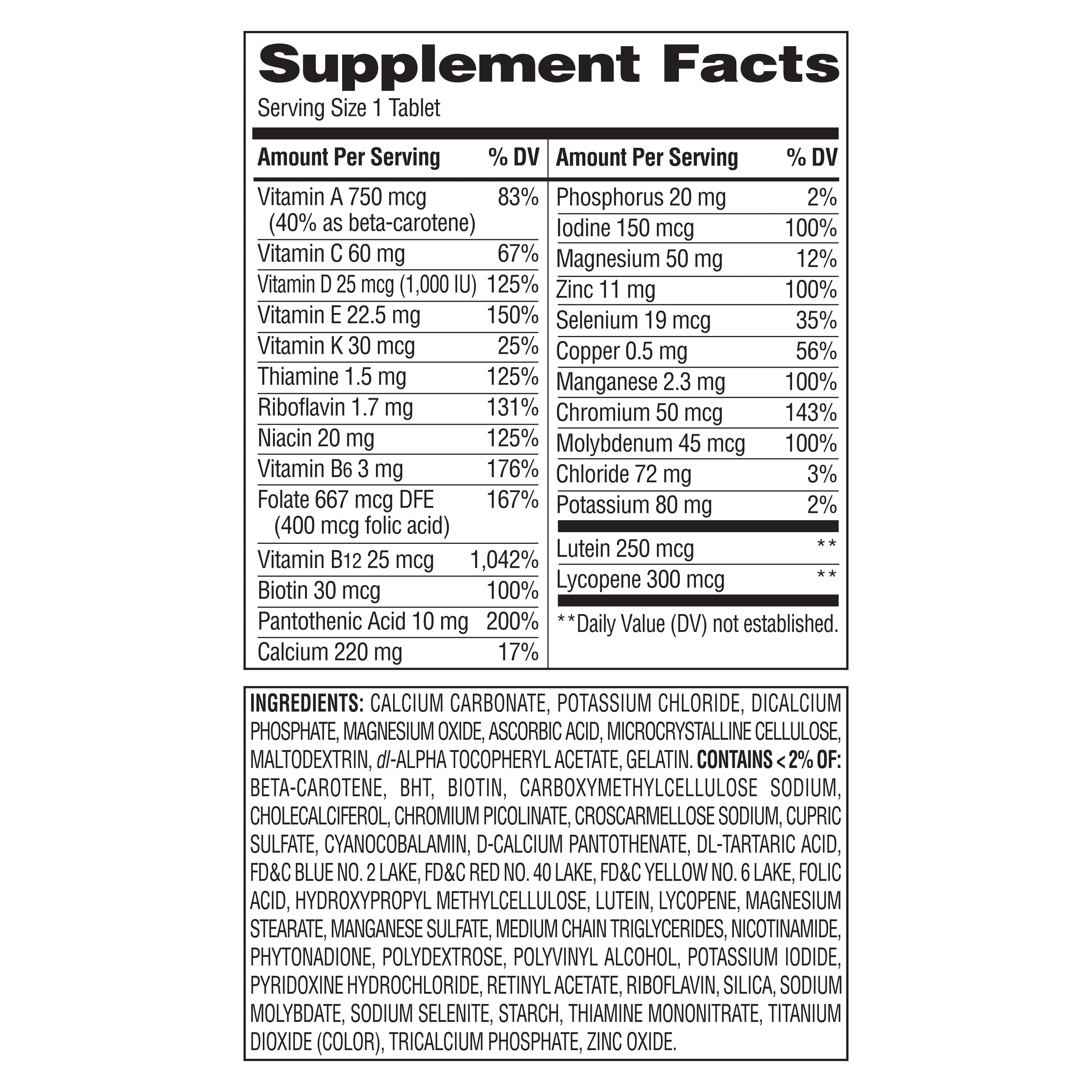 Equate Complete Multivitamin/Multimineral Supplement Tablets, Adults 50+, 450 Count, Compare to Centrum® Silver® Adults 50+