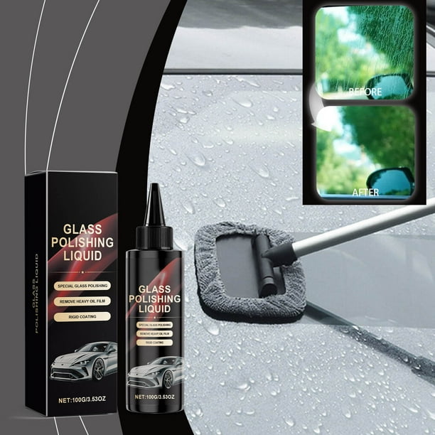 Auto Glass Polish & Scratch Remover - 100ml Limpiador de Parabrisas, Removedor de Manchas de Agua y Limpiaparabrisas - Líquido de Limpieza de Cristales de Coche de Secado Rápido para Visibilidad y