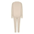 thumbnail image 6 of 2PC Fleece Lined Sweatsuit for Men Long Sleeve Crewneck Sweatshirt Elastic Waist Cuffed Joggers Activewear Set with Pockets Beige M, 6 of 8