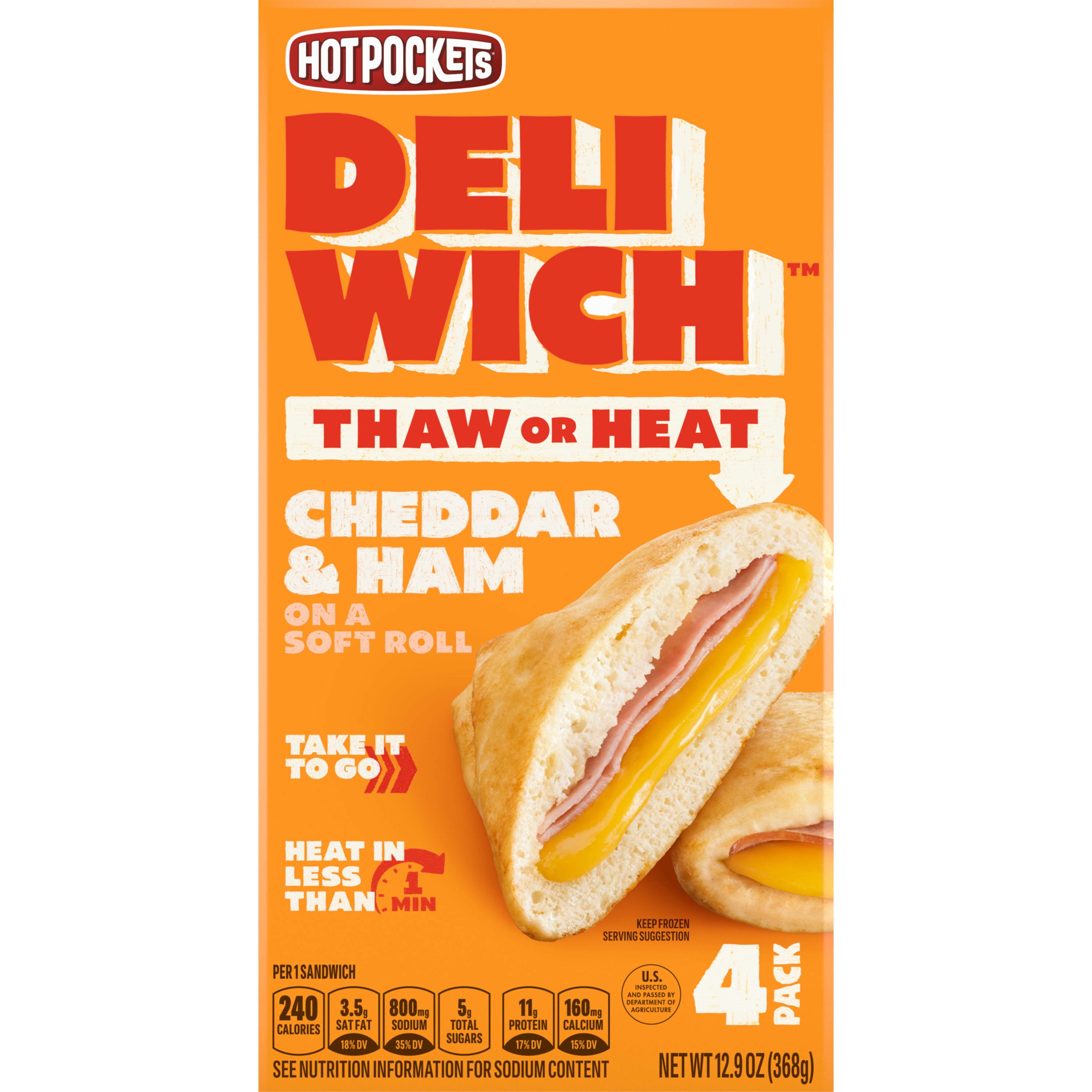 Hot Pockets Deliwich Cheddar & Ham Frozen Deli Sandwiches, 4 Count 12.9