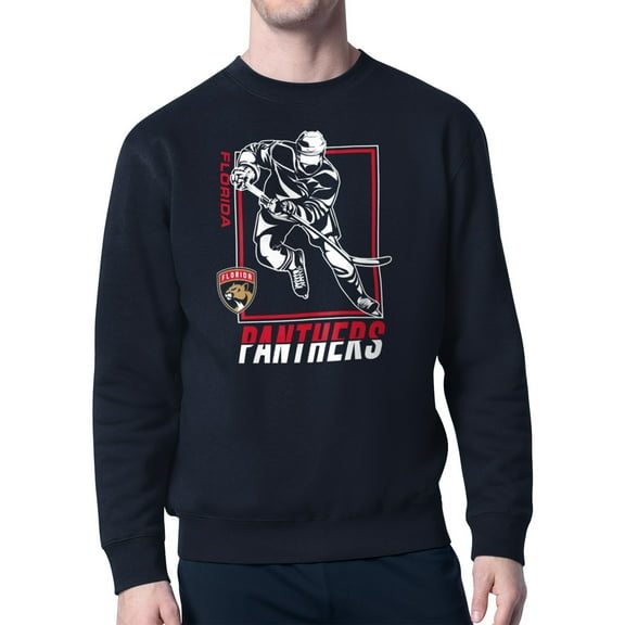Men's Starter Navy Florida Panthers Player Grid Fleece Pullover Sweatshirt