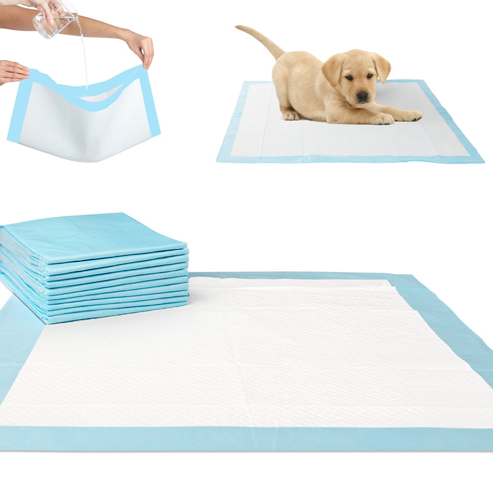 ScratchMe Super-Absorbent Waterproof Dog and Puppy Pet Training Pad,Housebreaking Pet Pad,50-Count Small-Size 17.1’’X23.6’’,Blue & Nylabone Just for Puppies Petite Pink Dental Bone Puppy Dog Chew Toy 