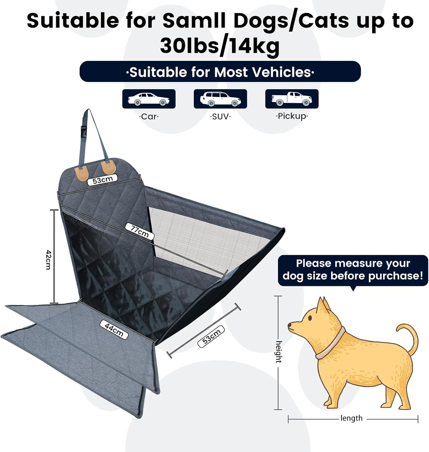 Front  Dog Car  for Small/Medium Dogs with Door  – Full Coverage Pet Booster  with Mesh Window, Zippered Side Flaps, Safety Buckle,  Linen Fabric