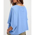 thumbnail image 2 of Czanzd Women's Oversized Cotton T Shirt Loose Fit Casual Short Sleeve Summer Top 2026 Vintage Washed Basic Tees(Blue,L), 2 of 5