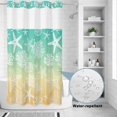 thumbnail image 2 of No Hook Shower Curtain, Teal Yellow Ombre Coastal Shower Curtains for Bathroom with See Through Top Window, Sea Nautical Summer Beach Starfish Coral Waterproof Bath Curtain Small Stall 36"x78", 2 of 9