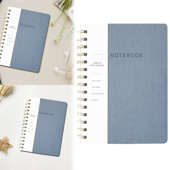 Toolix Notebook College Ruled Journal With Inner Pockets And 160 Pages PU Leather Cover Business Journal Twin Wire Binding Notebook Perfect For & Home School