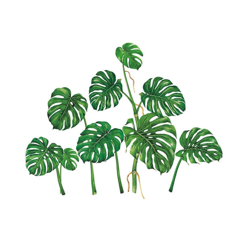 Removable Green Plant Wall Stickers Floor Decals Tropical Plants Tree Leaves Stickers for Kids Nursery Room Decor
