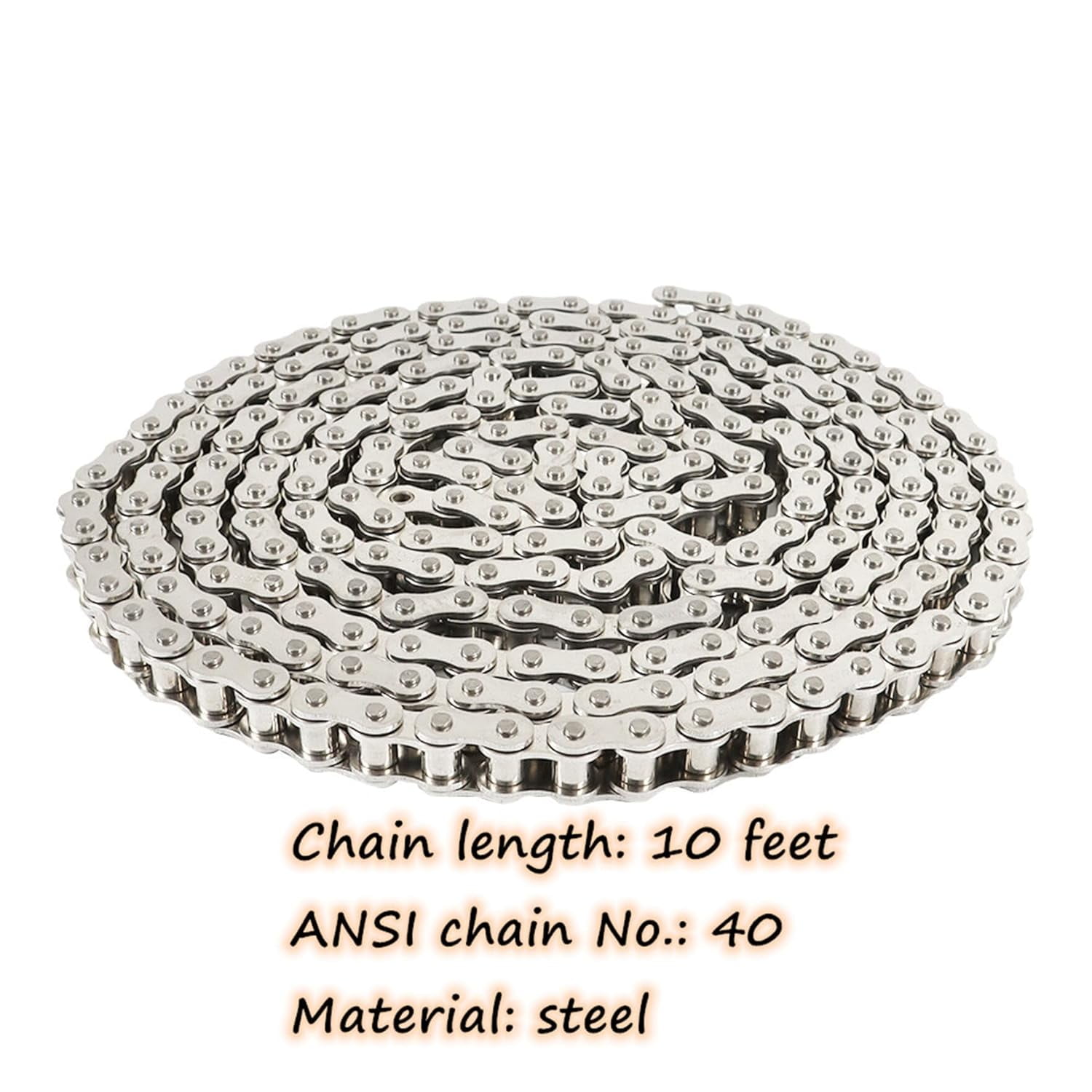 SEBLAFF 10 Feet of 40SS Roller Chain 240 Links with 1 Free Link Chain Ring