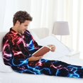 thumbnail image 5 of KLL Red And Blue Lightning Sleepwear Mens Flannel Pajamas,Long Cotton Pj Set, 5 of 7