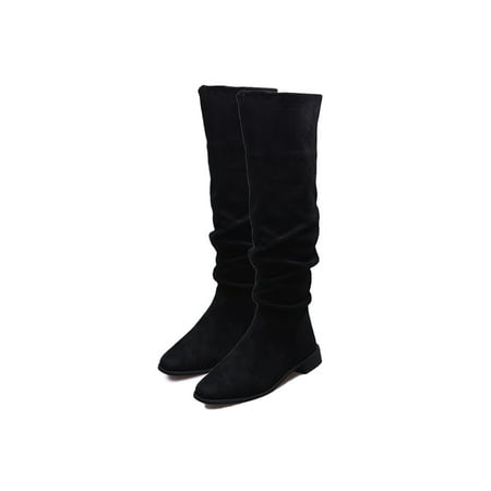 

Tenmix Ladies Non Slip Knee High Boots Outdoor Retro Warm Platform Shoes Walking Resistant Winter Shoes Black 7