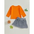 thumbnail image 5 of Toddler Baby Girl Thanksgiving Outfit 6 12 18 24 Months 2T 3T 4T Turkey Embroidery Long Sleeve Sweatshirt with Houndstooth A-Line Skirt, 5 of 9