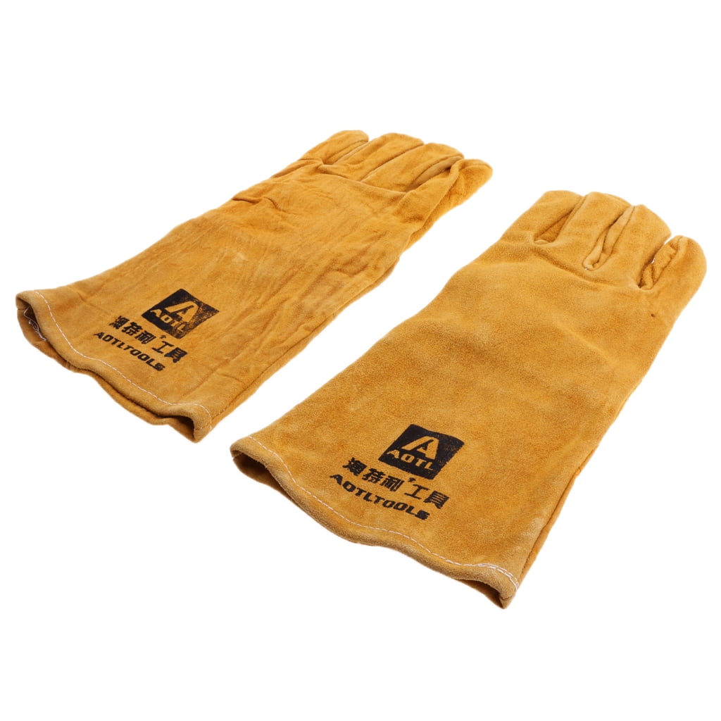 Heat & Fire Resistant Gloves Leather Mitts for Fireplace, Stove, Oven